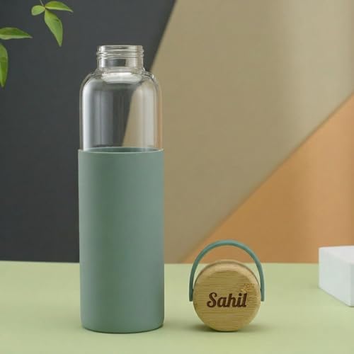 Image of Giftana Personalized Borosilicate Bottle 500ml with Handle - Green