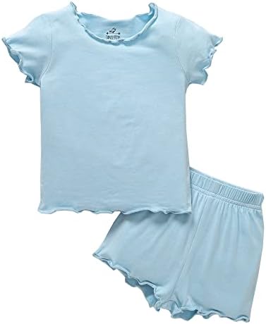 Zanie Kids Toddler Girls Pajamas Summer Baby Short Sleeves Pjs Cotton Sleepwear Viscose Made from Bamboo 18 24 Months Blue