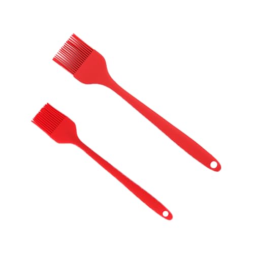 LannuMet 2pcs Silicone Basting Brush Pastry Brush Heat-Resistant Cooking Brush for Spread Oil Butter Sauce,Grill,Marinade,Red