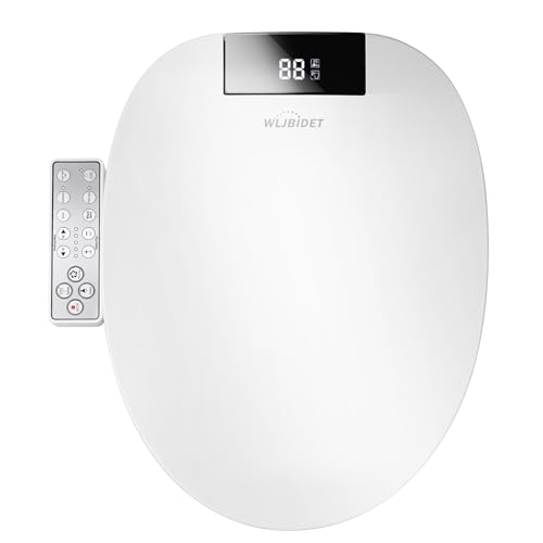 WLJBIDET Upgrade Bidet Toilet Seat Round, Rear and Feminine Wash, Unlimited Warm Water, Heated Seat, Warm Air Drying, Soft Close Lid, Sense Seat, Smart Bidet Seat Round Requires Electricity