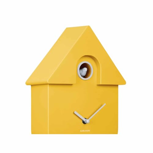 Reloj de pared cuco moderno con péndulo oscilante y canción de pájaro amarillo 5