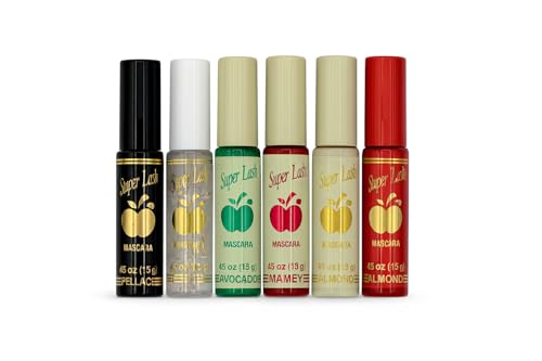 By Apple Super Lash Mascara Bundle Mexican Mascara Bold and Durable Eye Makeup, Lengthens Lashes, Boosts Organic Growth, Enhances Volume - Pack of 5 Black and 1 Clear