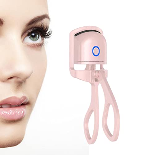 Youding Rizador de pestañas calentado recargable por USB con peine, rizador de pestañas eléctrico calentado, 2 modos de calentamiento de temperatura, pestañas rizadas naturales rápidas, Rosa