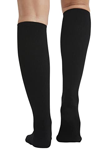 Image of Cherokee Unisex Knee High Compression Socks 15-20 mmHg, Arch Support, Moisture-Wicking, 1 Pair LXSUPPORT, Medium /Small, Onyx