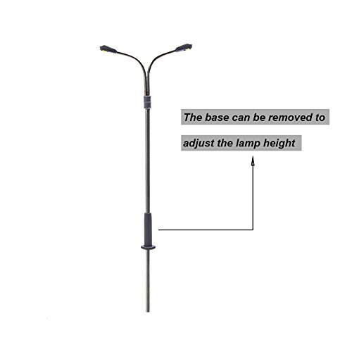 Evemodel LQS13 10 STK. Modell Bahn Doppelpeitschenlampen LED Beleuchtung 100mm Spur H0 Straßenlampe Flexible Höhe 3v – Bild 6