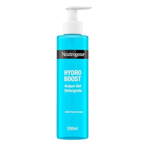 Neutrogena Hydro Boost Acqua Gel Detergente Viso, Deterge e Strucca, 200 ml | Rimuove impurità e make-up, Per tutti i tipi di pelle, Con Acido Ialuronico e Glicerina, Per doppia detersione, Con profumo
