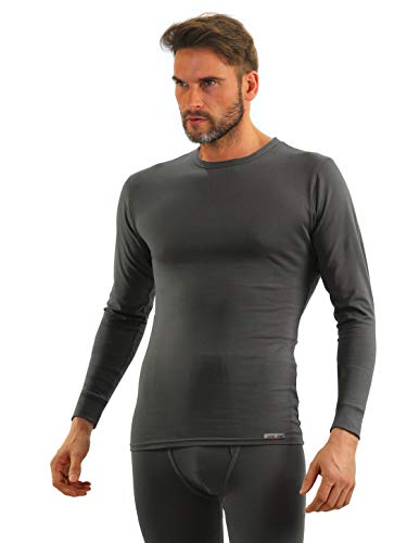 sesto senso Maillot de Corps Coton 95% Longues Manches sous-Vêtements Haut Thermique Homme (XXL, Graphite) Cover