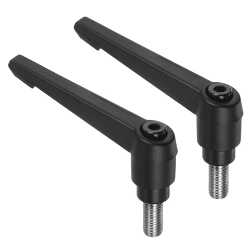 Image of uxcell 2pcs Clamping Lever Handles, M10 x 20mm 304 Stainless Steel Threaded Male Stud, Adjustable Handles Locking Quick Release Ratchet Push Button Bolt Knobs, Black