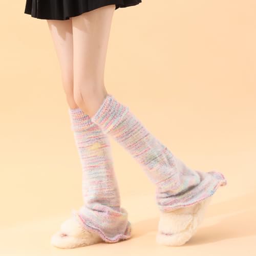 Image of WODECASA Girls Kawaii Leg Warmers Knitted Flared Leg Sleeves Goth Crochet Baggy Cuff Ankle Heap Socks