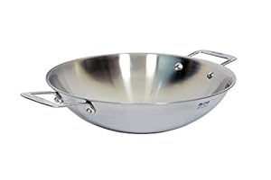 Alda Tri-Ply Stainless Steel Traditional Kadhai with Lid, 30 cm, Silver