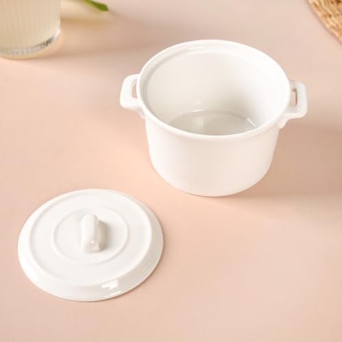 Image of Nestasia Ceramic Snack Bowls with Lids & Bamboo Tray Set 250ml | Microwave & Dishwasher Safe, Eco-Friendly | Ideal for Snacks, Dips, Treats, Dry Fruits