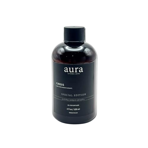 A U R A - Cassis Fragrance Oil for Scent Diffuser - Inspired by Dipty.que-L’Ombre Dans L’eau (4 fl oz, 120 ml) Pure Essential Oil Blends for Aromatherapy Diffuser & Hotel Collection Oil Diffuser