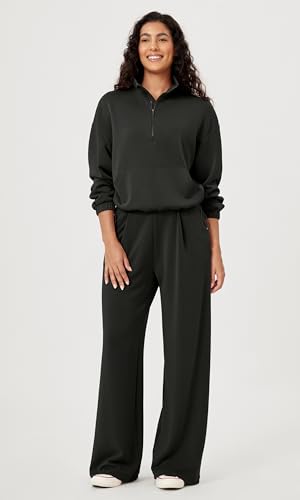 ODODOS Women's Modal Soft Cinchable Sweatshirts Half Zipper Funnel Neck Oversize Pullover with Pockets2