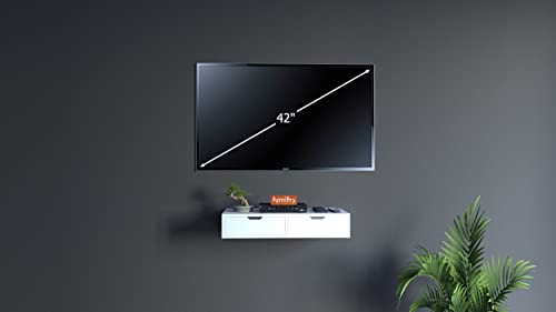 Image of Furnifry Wall Mounted 2 Tier TV Entertainment Unit /Table Storage & Decor Wood TV Cabinet for Living Room, Drawing Room, Bedroom /Wall Set Top Box Floating Shelf Stand Cabinet (WH)