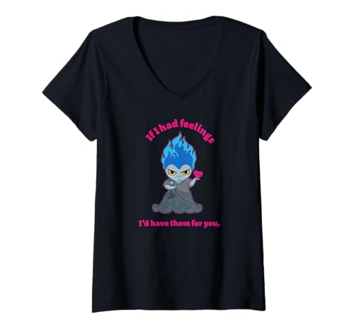 T-shirt Hadès Disney Villains col en V pour homme et femme look casual noir