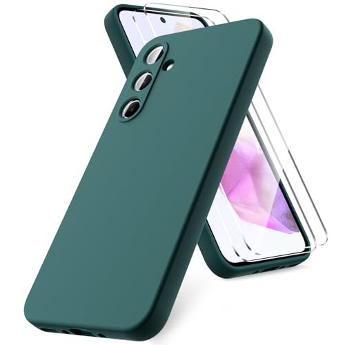 Coque Samsung A35 5G silicone vert nuit évite les bris d'écran
