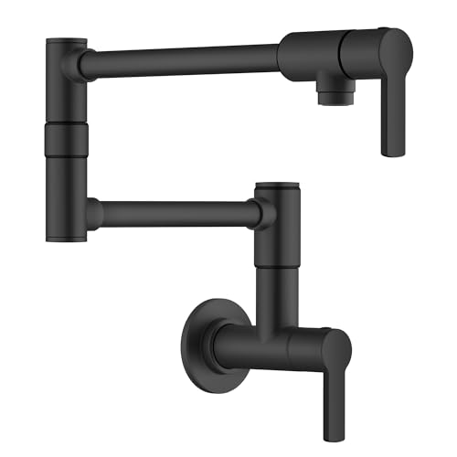 Image of KRAUS Oletto Pot Filler Faucet with Retractable Arm, Wall Mount Kitchen Faucet, Pot Filler for Stove in Matte Black, KPF-5001MB