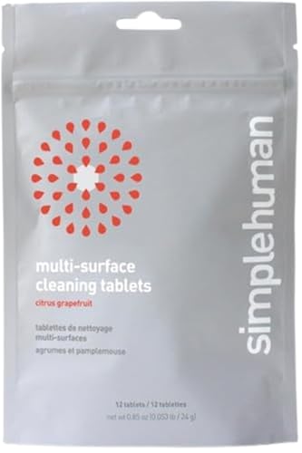 simplehuman Multi-Surface Cleaning Tablets, Eco-Friendly, Safe Around Kids & Pets, Citrus Grapefruit Scent, 12 Pack Tablets (Makes 72 oz of Spray Cleaner)