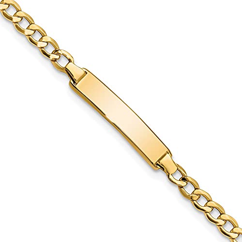 Engravable Personalized Custom 10K Yellow Gold Solid Curb Link ID Bracelet For Men or Women Length 7 inches Width 4.44 mm With Lobster Claw Clasp2