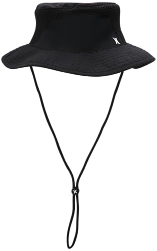 Hurley Chapéu Boonie Masculino - Absorve A Umidade E Dobrável, Com Aba Completa Proteção Solar Uv Para Pesca, Caminhada, Safári, Tamanho Grande Extra Grande, Preto
