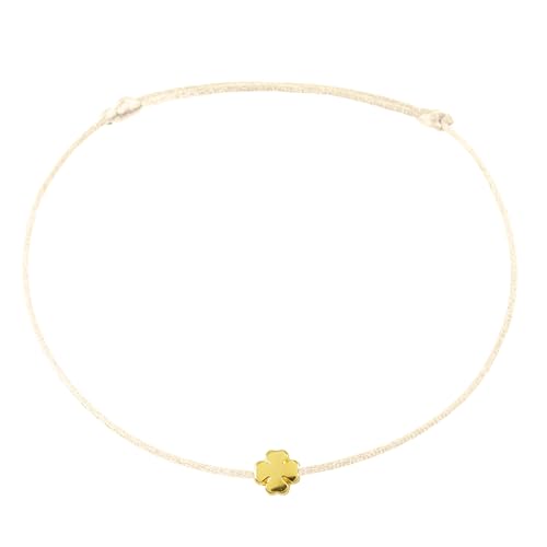 Pulsera para el pie trébol de la suerte amuleto de mujer plata beige