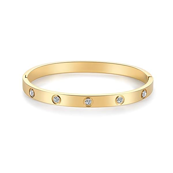 Chrishine-Life-Love-Friendship-Bracelet-Bangle-Gold-Rose-Gold-Silver-with-Cubic-Zirconia-Stones-Stainless-Steel-Hinged-Jewelry-with-Crystal-Oval-Bracelet-Birthday-Present-for-Her-Women-Teen-Girls Chrishine Life inspirational Bracelet for Women Gifts for Teen Girls