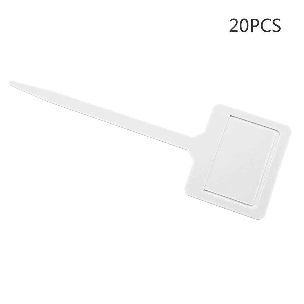 20 szt. Trwałe Etykiety z PVC dla Roślin Ogrodowych do Szkółki Kwiatów z Palikami, do Narzędzia Przechowywania Nasion w Ogrodzie, Rozpoznawania Odmian Roślin (WHITE)