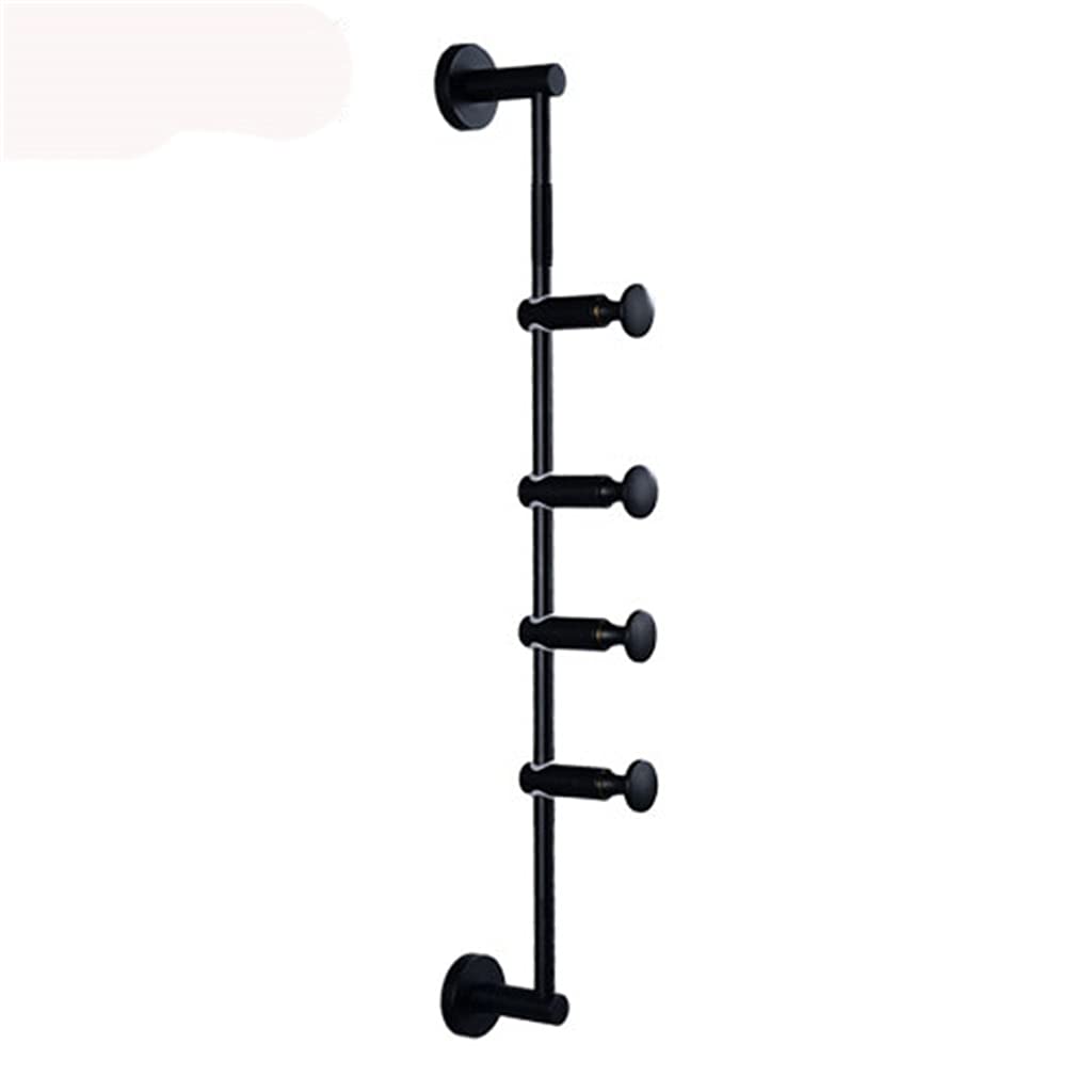Mobygkfy Svart Freely Adjustable Black Coat Rack, Solid Brass Coat Hook With 3/4/5/6 Hooks For Hats, Scarves, Clothing Handbags(4-Hooks)