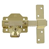 DESCRIPCIÓN: Cerrojo de sobreponer con cilindro redondo de seguridad y pestillo de apertura. Dimensiones: 88 x 153 mm. Longitud del cilindro: 70 mm. Fabricado en Acero. Color: Dorado.