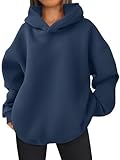 EFAN Womens Oversized Hoodies Fleece Hooded Sweatshirts Fall Fashion Outfits 2026 Cute Clothes with Pockets NavyBlue L