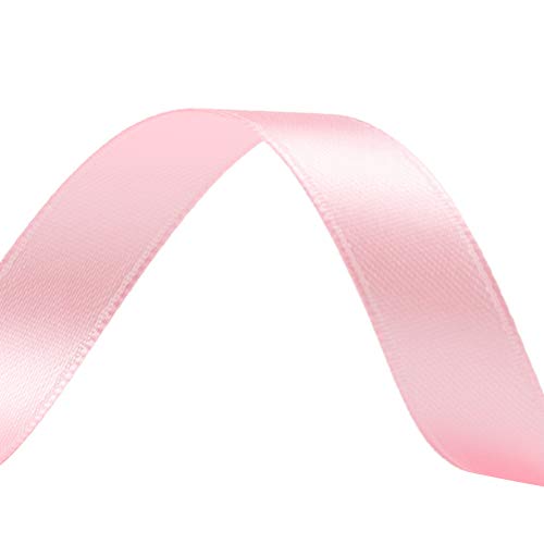 Image of Solid Color Double Faced Pink Satin Ribbon 5 /8 inch X 25 Yards, Ribbons Perfect for Crafts, Wedding Decor, Bow Making, Sewing, Gift Package Wrapping and More