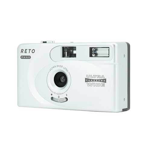 Image of RETO PANO 35mm Film Camera - 22mm Wide Lens, Panorama, Easy Switch, Cinematic Modes, Lens Cover, Built-in Flash, Reusable (Film & AAA Battery are not Included) (Metallic Silver)