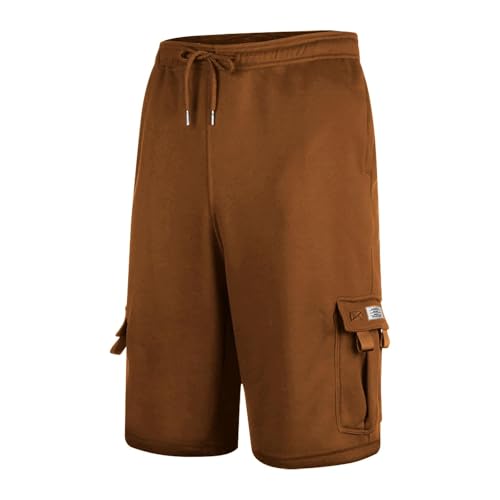 Men's Cargo Shorts Casual Summer Hiking Pants Elastic Waist Knee Length Multi-Pockets Shorts Men, S-2XL3