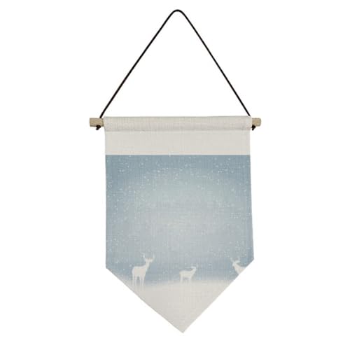 Drapeau en toile motif cerf et neige pour créer une ambiance chalet de montagne