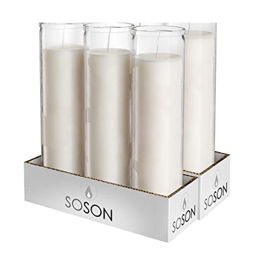 Simply Soson Ivory Candles Citronella Scented Candles In Glass Set Of 6 | 2"X8" Pillars | 96 Hours Burning Time | Outdoor Use | Bulk Candle Pack | Long Burning Velas Blancas #TOP13