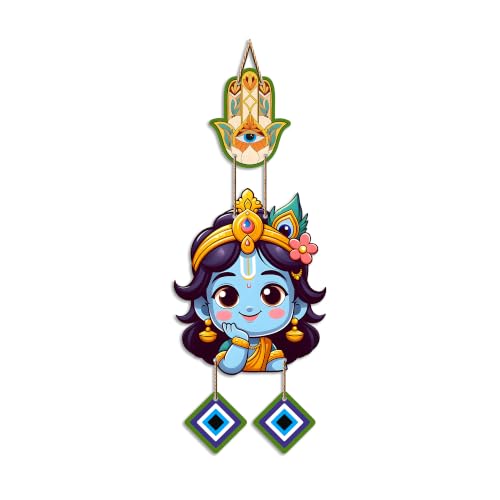 Image of Artvibes Bal Krishna Face Evil Eye Wall Hanging for Home Entrance Decor | Nazar Battu Protection Hanging for Living Room Bedroom Temple Office | Vastu Positive Energy Decorative Gift (WH 8573N)