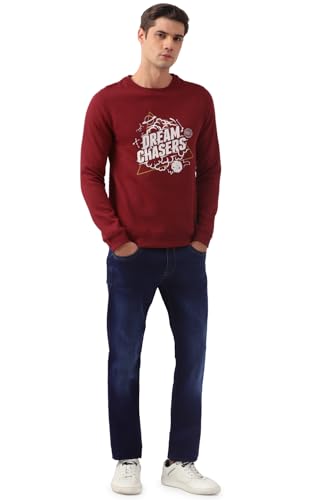 Image of Peter England Men's Poly Cotton Print Round Crew Neck Sweatshirt