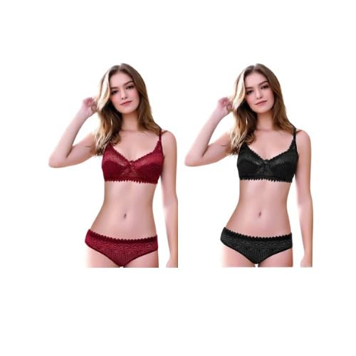 Women's Wire-Free Lace Comfort Bra Soft Full Coverage Everyday Bralette(Pack 1) Multicolor-image-1