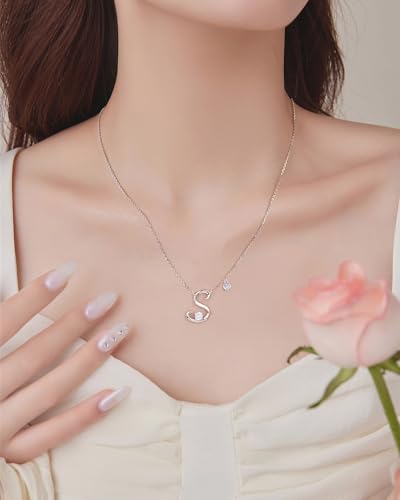 Lourny 925 Sterling Silver Initial Necklace for Women, Hypoallergenic Classic 26 Letter Alphabet Necklaces with Cubic Zirconia Jewelry Gifts for Mother Wife Sister3
