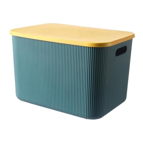 JOINPAYA Caja Organizadora Pequeña de Plástico con Tapa Azul, 26.5x18.7x16.2 Cm, Contenedor Multiusos para Oficina y Hogar, Almacenamiento Práctico para Artículos Diversos y Ropa