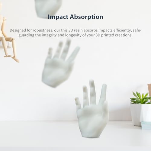 Image of Tough 3D Printer Resin, Wear Resistant & Impact-Tough Resin for BJD Models & Articulated Figures, High Precision Soomth Matte Finish 3D Printing Liquid for LCD DLP MSLA Printers (White, 1KG)