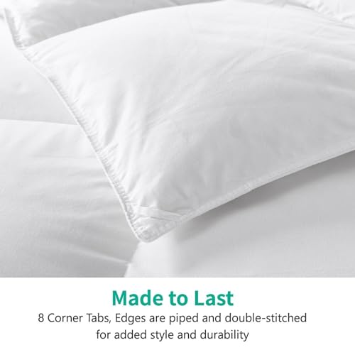 APSMILE Oversized Queen Feathers Down Comforter - Ultra Soft All Seasons 100% Organic Cotton Feathers Down Duvet Insert Medium Warm Quilted Bed Comforter with Corner Tabs (98x98, White)