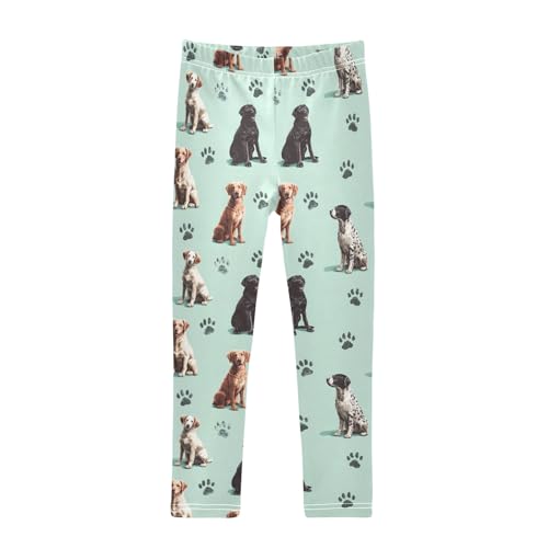 Girls' Athletic Leggings Ankle Length Yoga Dance Pants Kids Teen 4T Dog and Dog Footprints
