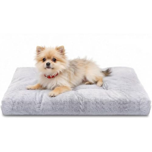 Nobleza Cama para Perro, M 80x50x10 cm Super Suave y Esponjosa Colchon Perro, Lavable de Felpa con Fondo Antideslizante, Gris