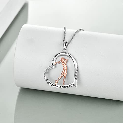 Yfn Golf Necklace Gifts Sterling Silver Golf Club Ball Pendant Necklace Golf Jewelry For Women Girls Golfer Lovers #TOP1