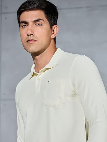 Image of TECHNOSPORT Men Polyester Slim Fit Polo Neck Full Sleeve Matpiq T-Shirt with Patch Pocket for Regular Use
