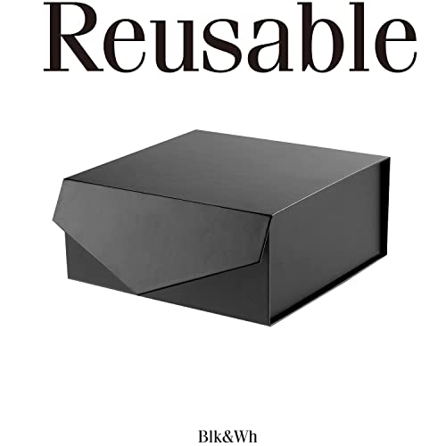 Blk&Wh Gift Box 7.5X7.5X3 Inches, Gift Box With Lid, Black Gift Box, Groomsman Box, Collapsible Gift Box With Magnetic Lid (Matte Black) #TOP2