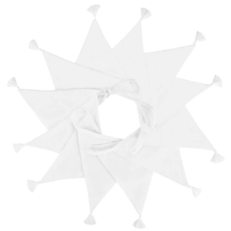 G2PLUS Fabric Bunting Banner with Tassel, 3.3M Double Sided Cotton Tassel Banner with 12 White Triangle Pennants