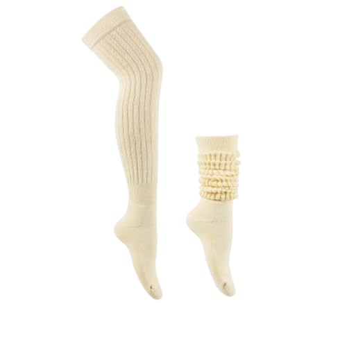 Chaussettes solides au-dessus du genou en tricot épais de qualité supérieure pour femme