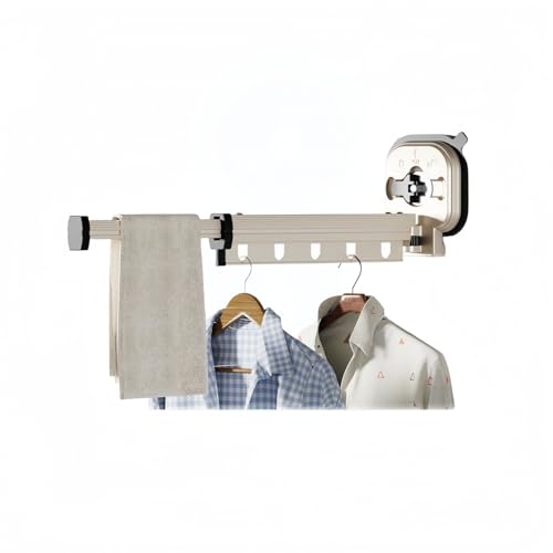 吸盤式物干しラック・折りたたみ式・5連防風フック付き・高耐荷重・穴あけ不要・360°回転可・多機能衣類ハンガー・省スペース収納 (吸盤タイプ1セクション,クリームイエロー)